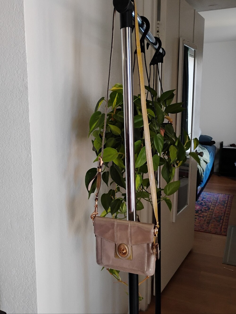 Coach Peyton Textured Metallic Turn-lock Crossbody - Picture 7 of 12